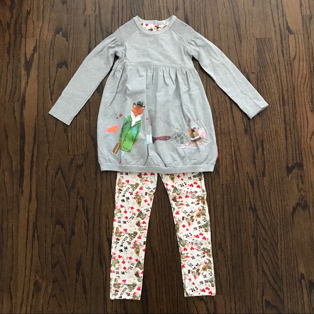 Oilily Fox Alice In Wonderland Dress + Leggings